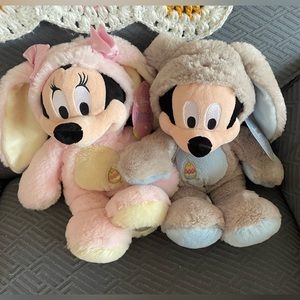 NWT Disney Store Mickey & Minnie Plush Easter Bunnies